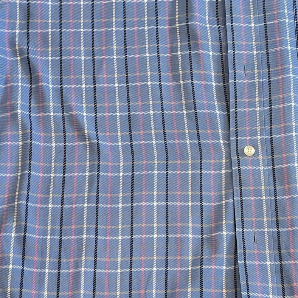 Harold Powell Long Sleeve Blue Check Dress Shirt